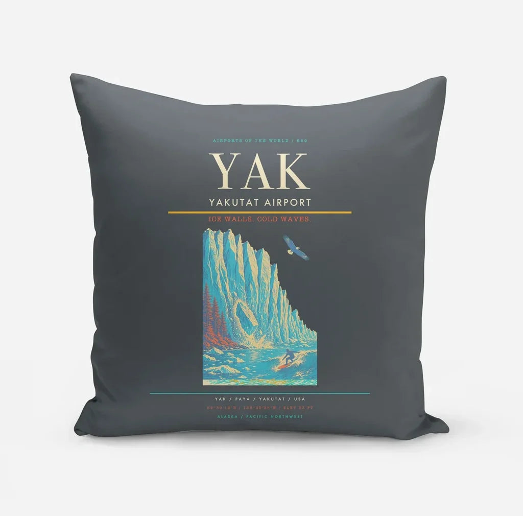 Yakutat Airport (YAK) design on gray pillow