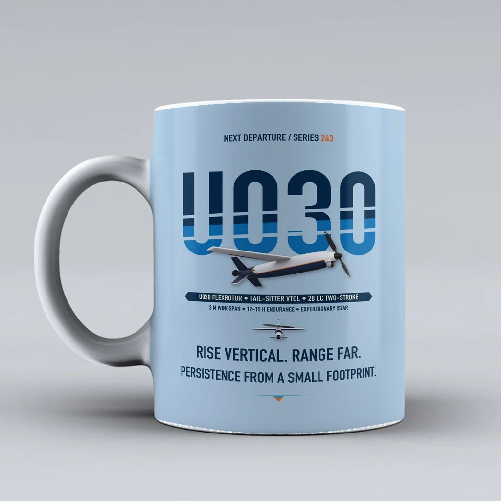 U030 Flexrotor Mug design on light blue airbus