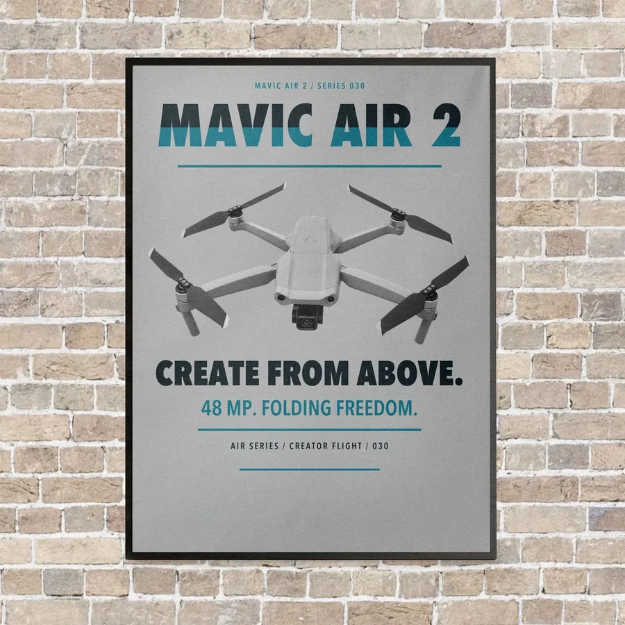 DJI Mavic Air 2 vertical canvas print - framed - light gray background