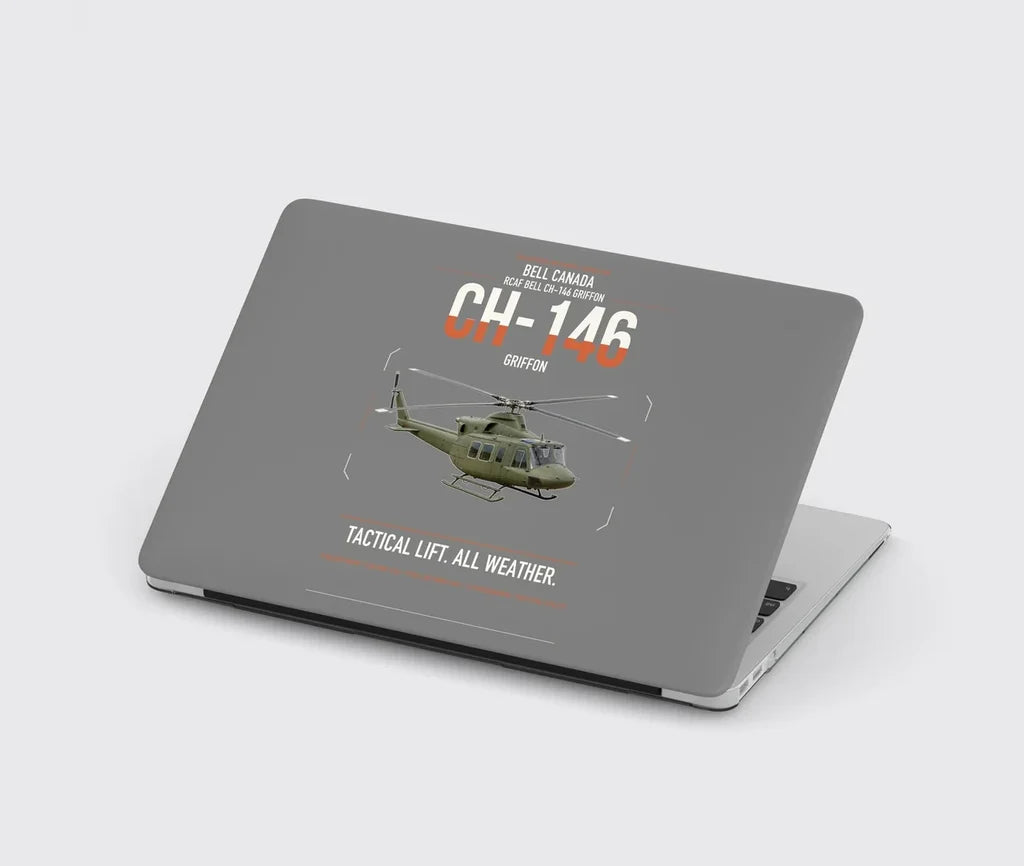 Bell Canada CH-146 Griffon design on gray MacBook case