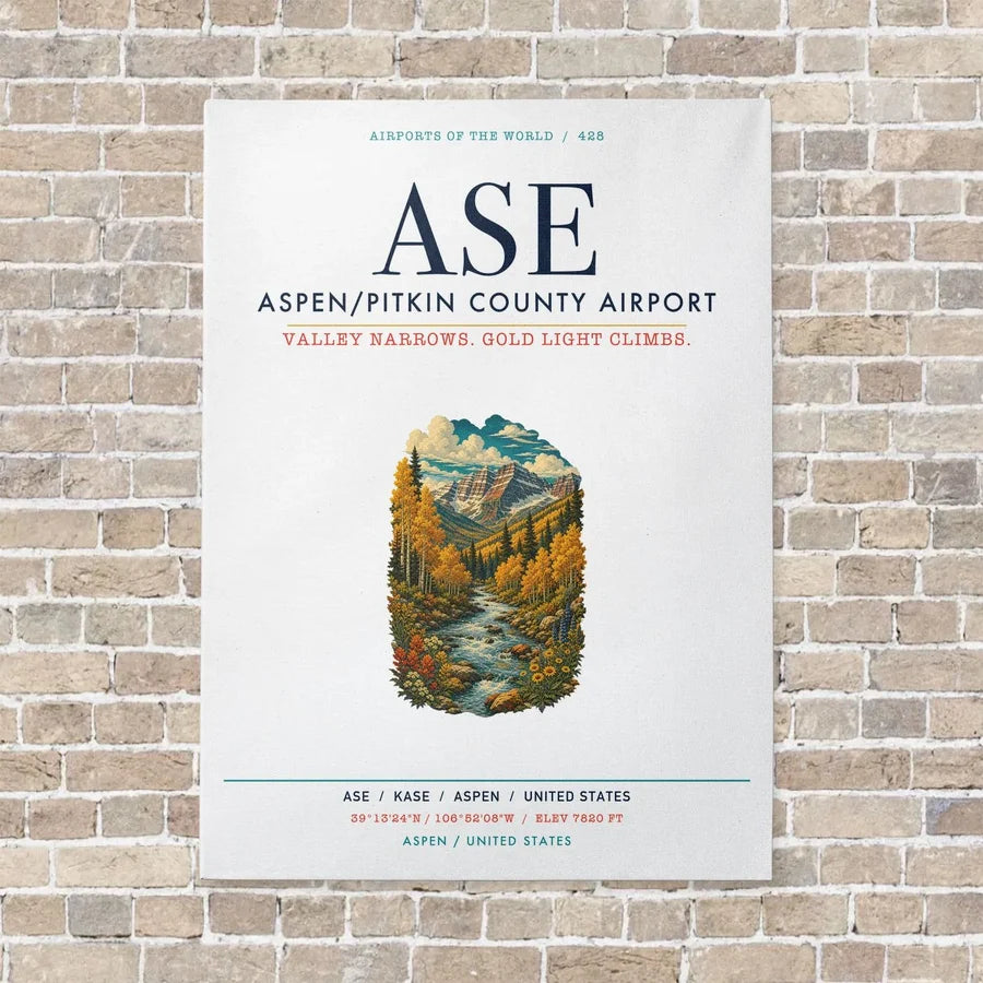 Aspen - Pitkin County Airport ASE vertical canvas print - no frame - white background