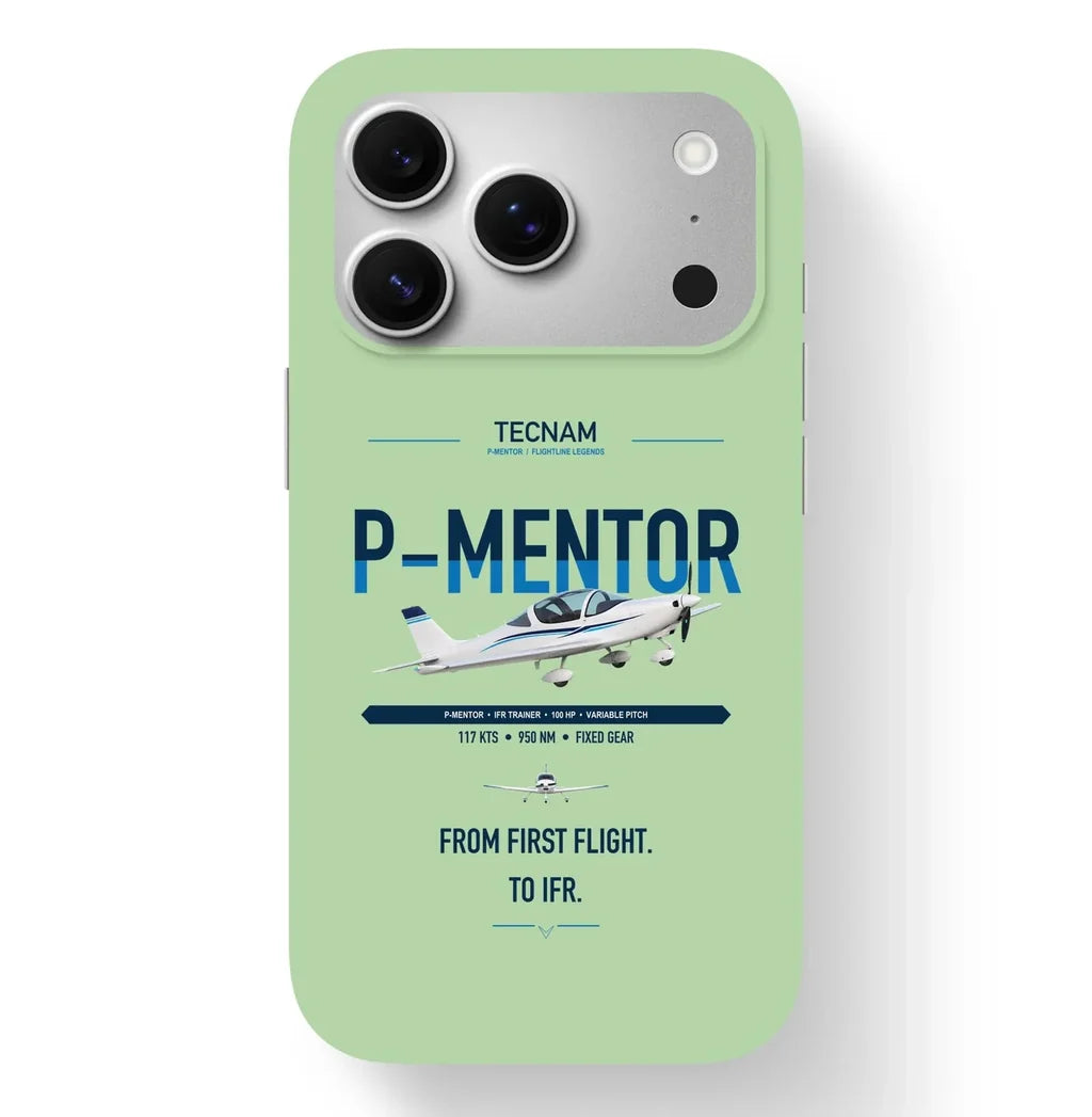 Tecnam P-Mentor design on light green magsafe iphone case, for iPhone 17 Pro