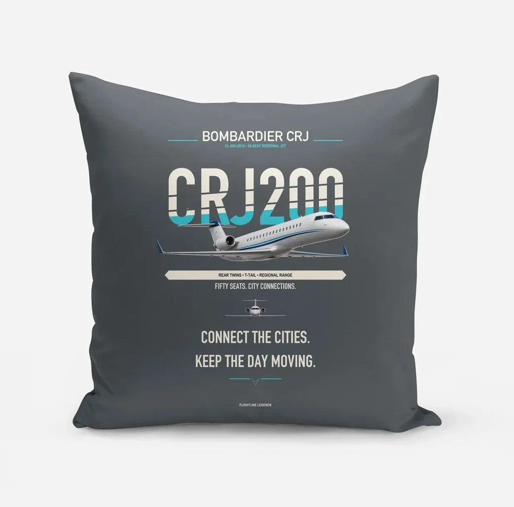 Bombardier CRJ200 design on gray pillow