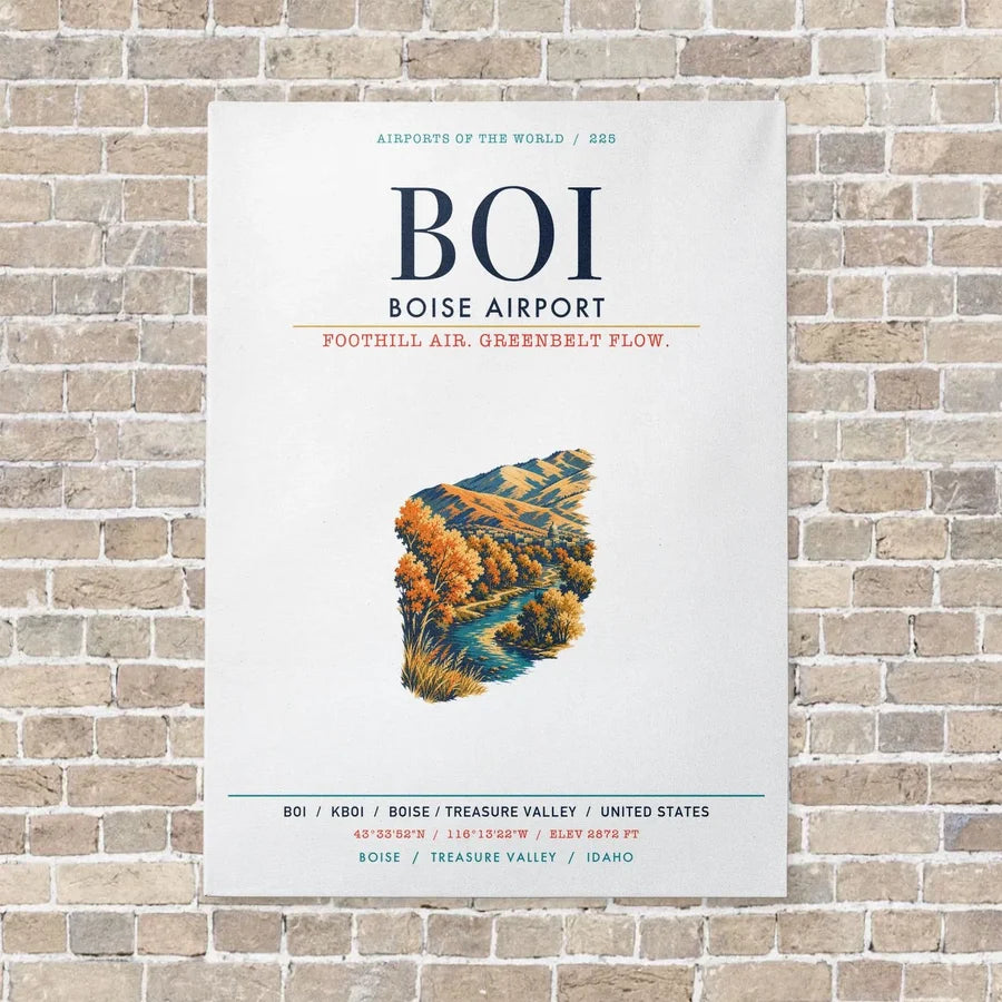 Boise Airport BOI vertical canvas print - no frame - white background