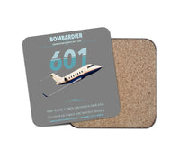 Thumbnail for Bombardier Challenger 601 design on gray 1 piece coaster