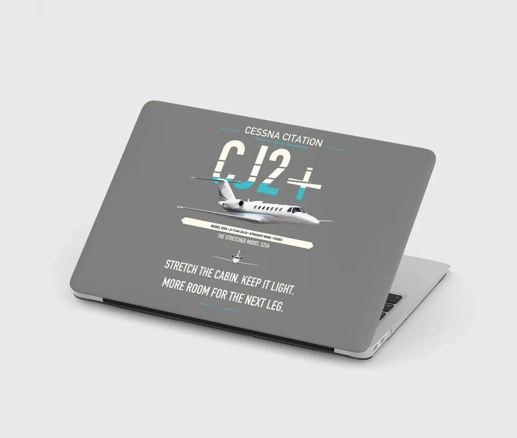 Cessna Citation CJ2+ design on gray MacBook case