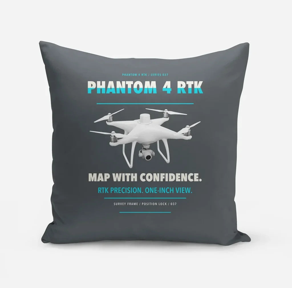 DJI Phantom 4 RTK design on gray pillow