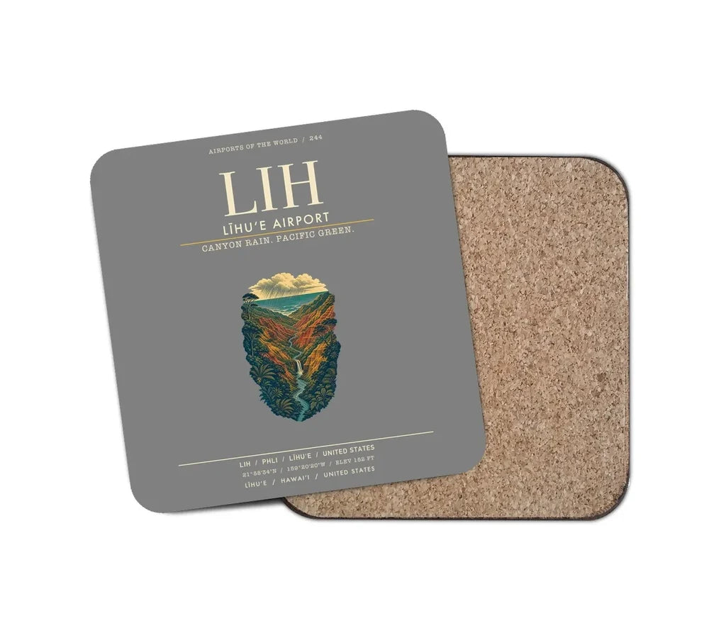 Līhuʻe Airport (LIH) design on gray 1 piece coaster
