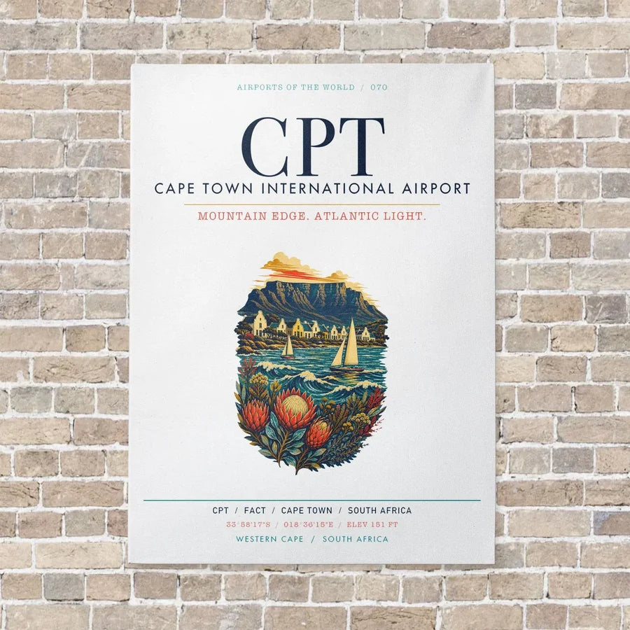 Cape Town International Airport CPT vertical canvas print - no frame - white background