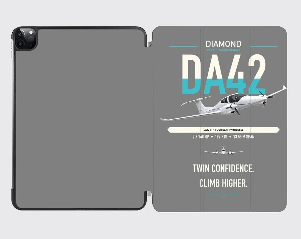 Diamond DA42-VI design on gray ipad tablet case