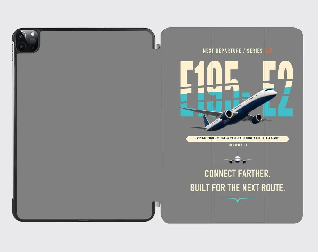Embraer E195-E2 design on gray ipad tablet case
