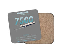 Thumbnail for Bombardier Global 7500 design on gray 1 piece coaster