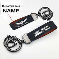 Thumbnail for Nepal Airlines Horseshoe Buckle key chain, Black + Name