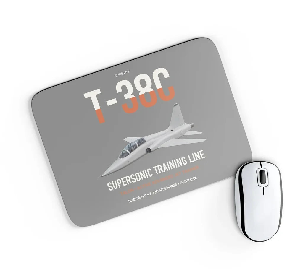 T-38C Talon design on gray rectangle mouse pad