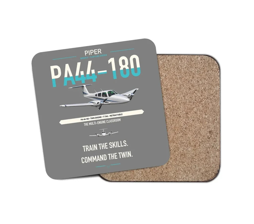Piper PA-44-180 Seminole design on gray 1 piece coaster
