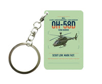 Thumbnail for Bell OH-58D Kiowa Warrior design on light green designed key chain, double-side print