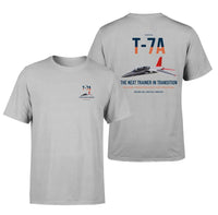 Thumbnail for T-7A Red Hawk design on light gray double-side t-shirt, double-side print