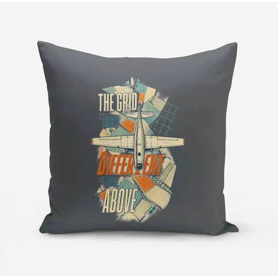 The Grid Looks Different From Above design on gray pillow