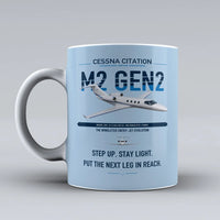 Thumbnail for Cessna Citation M2 Gen2 design on light blue ceramic mug, double-side print