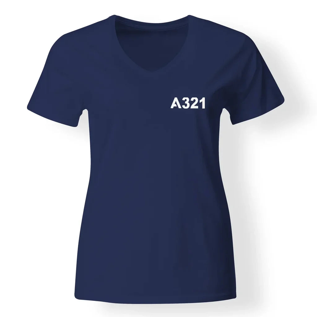 A321 Flat Text Designed V-Neck T-Shirts - view 11