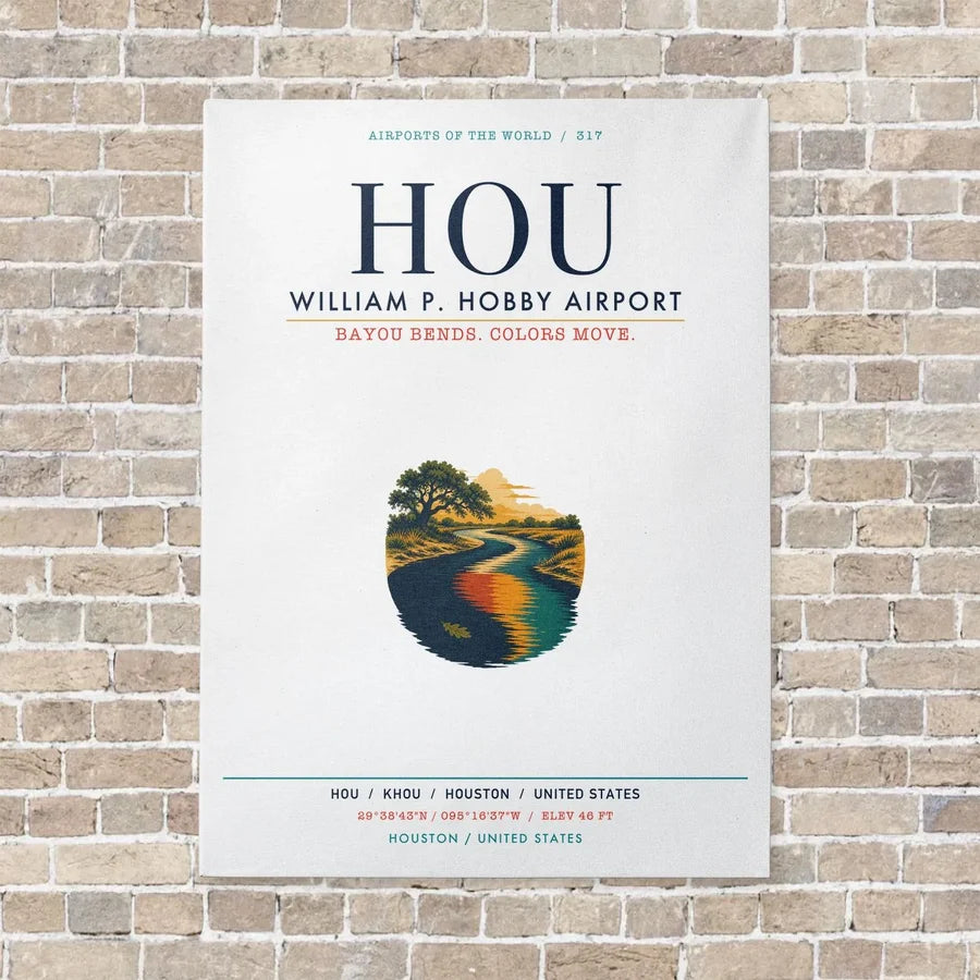 William P. Hobby Airport HOU vertical canvas print - no frame - white background