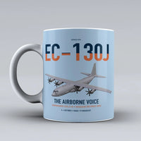 Thumbnail for EC-130J Commando Solo III design on light blue ceramic mug, double-side print