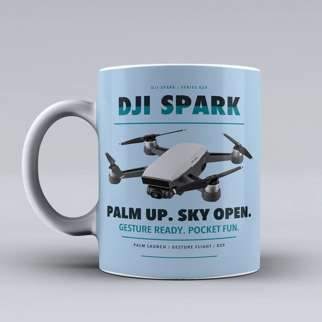 Spark Mug design on light blue dji