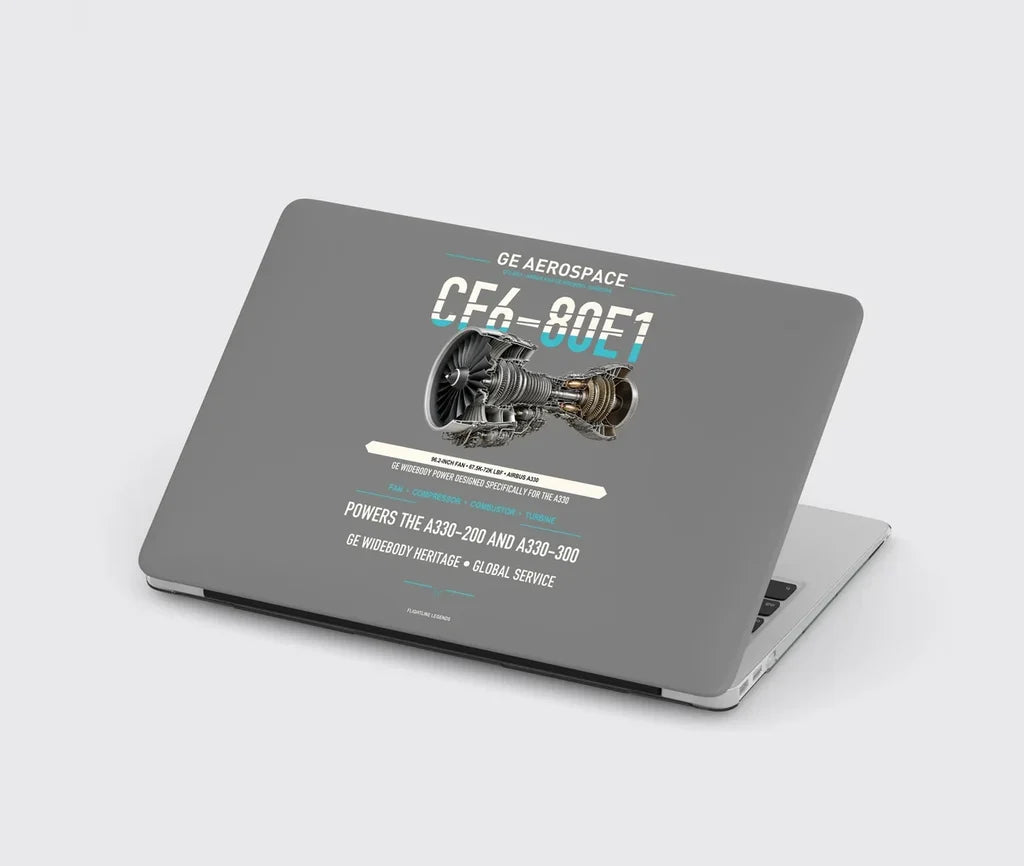 CF6-80E1 design on gray MacBook case