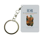 Thumbnail for Devi Ahilya Bai Holkar Airport (IDR) design on light gray key chain
