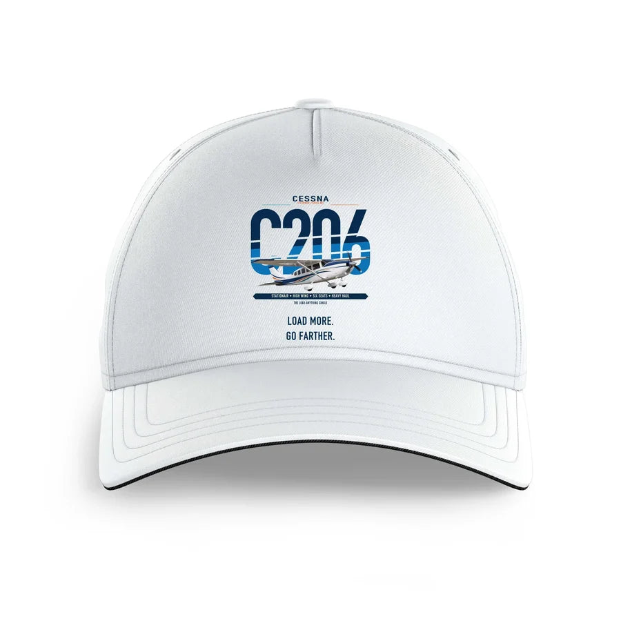 Cessna 206 Stationair design on white printed hat