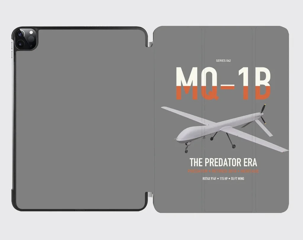 MQ-1B Predator design on gray ipad tablet case
