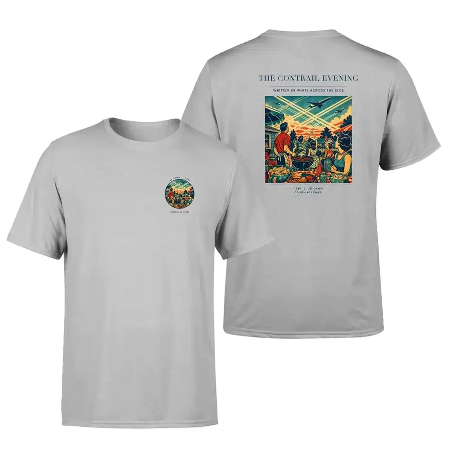 VINTAGE G4135 - The Contrail Evening - Double-Side T-Shirt design on lightgray double side t shirt