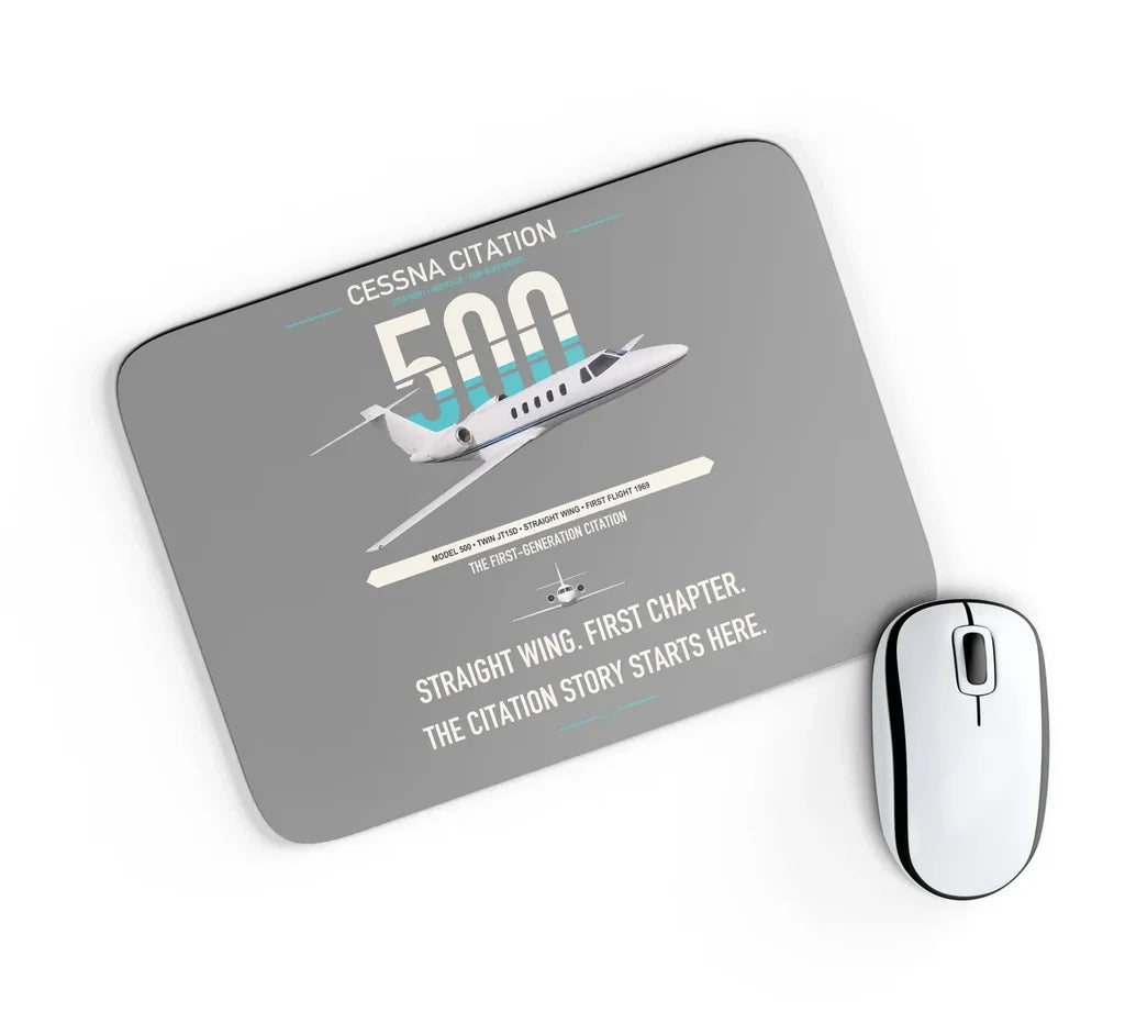 Cessna Citation 500 - Citation I design on gray rectangle mouse pad