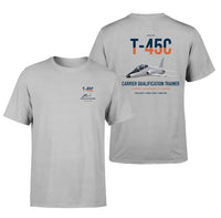 Thumbnail for T-45C Goshawk design on light gray double-side t-shirt, double-side print