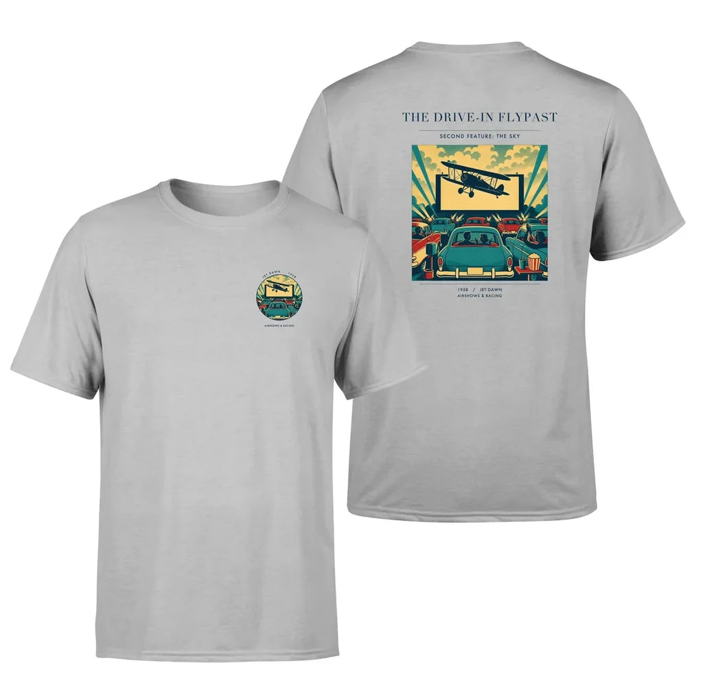 VINTAGE G4397 - The Drive-In Flypast - Double-Side T-Shirt design on lightgray double side t shirt