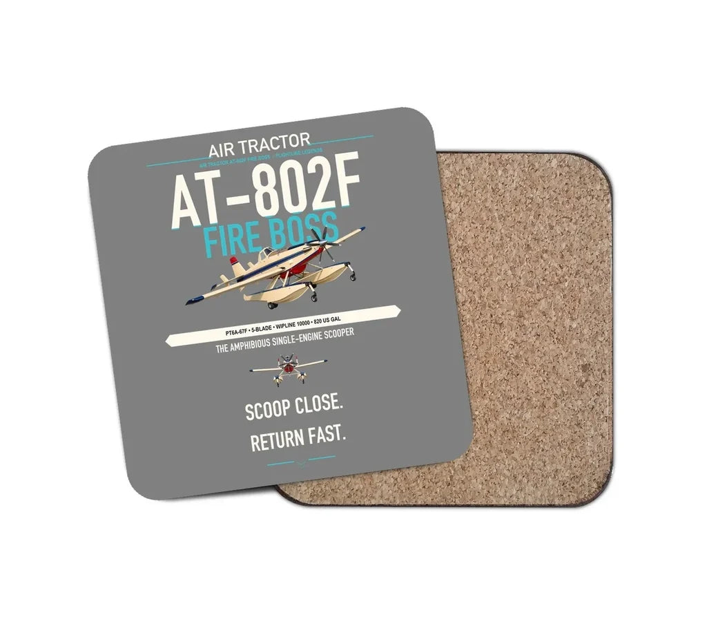 Air Tractor AT-802F Fire Boss design on gray 1 piece coaster