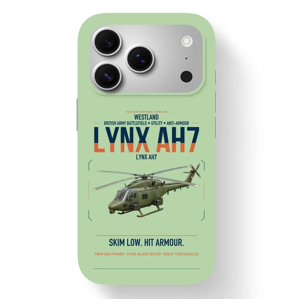 Westland Lynx AH7 design on light green magsafe iphone case, for iPhone 17 Pro