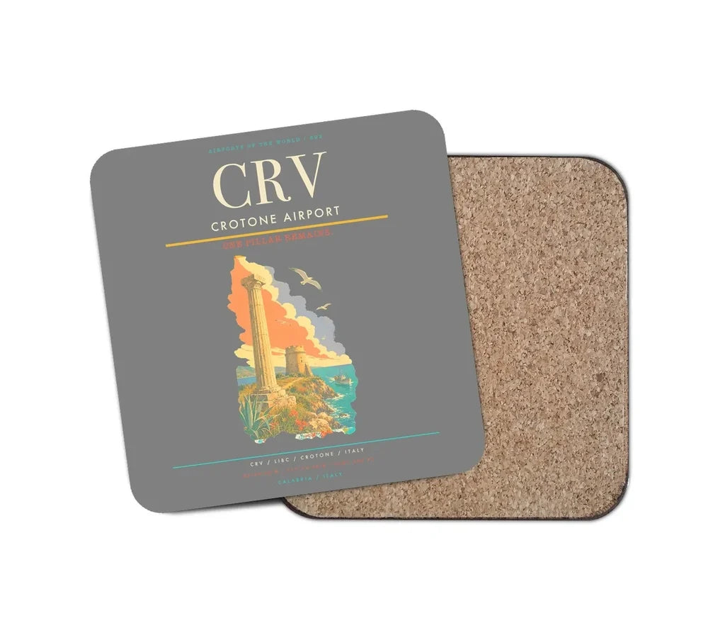 Crotone Airport (CRV) design on gray 1 piece coaster
