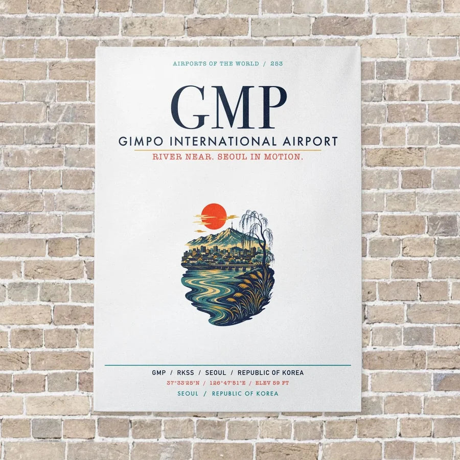 Gimpo International Airport GMP vertical canvas print - no frame - white background