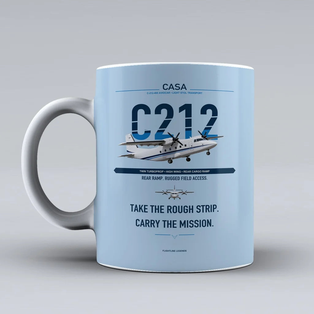C-212-400 Aviocar Mug design on light blue casa