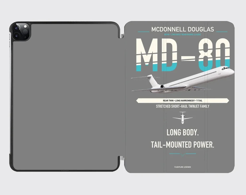 McDonnell Douglas MD-80 design on gray ipad tablet case