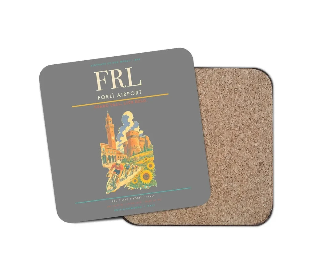 Forlì Airport (FRL) design on gray 1 piece coaster