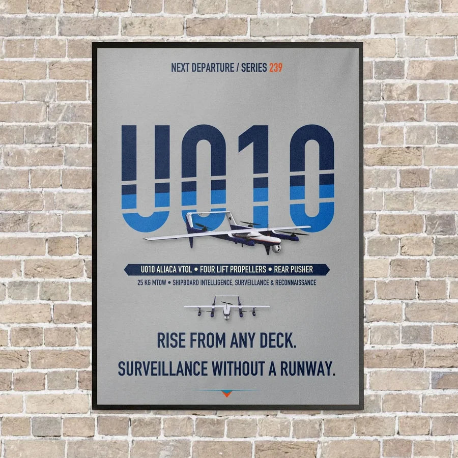 Airbus U010 Aliaca VTOL vertical canvas print - framed - light gray background