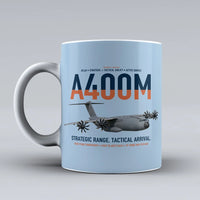 Thumbnail for Airbus A400M Atlas design on light blue ceramic mug, double-side print
