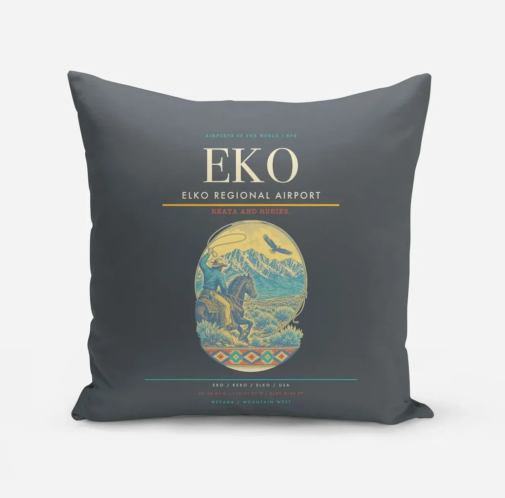 Elko Regional Airport (EKO) design on gray pillow