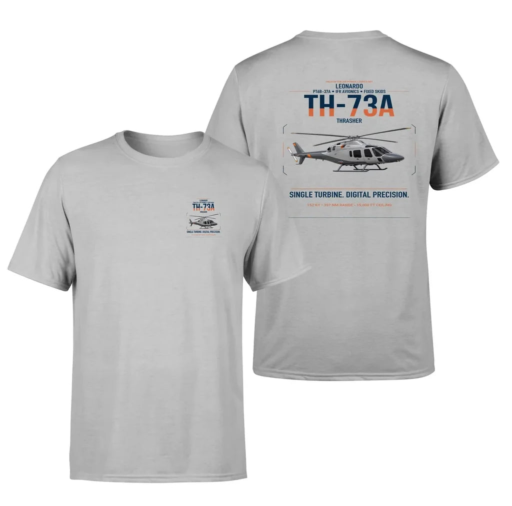 Leonardo TH-73A Thrasher design on light gray t-shirt, double-side print
