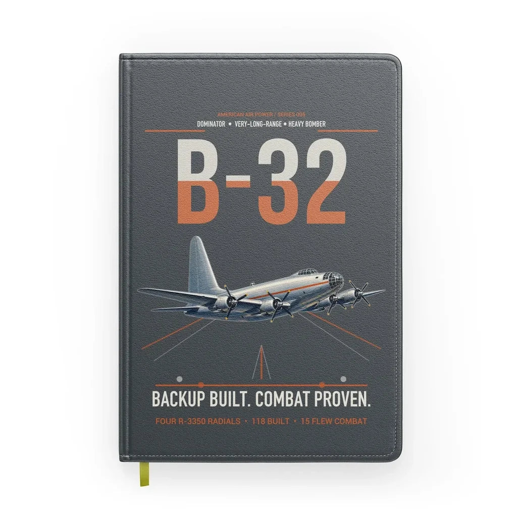 B-32 Dominator design on gray notebook