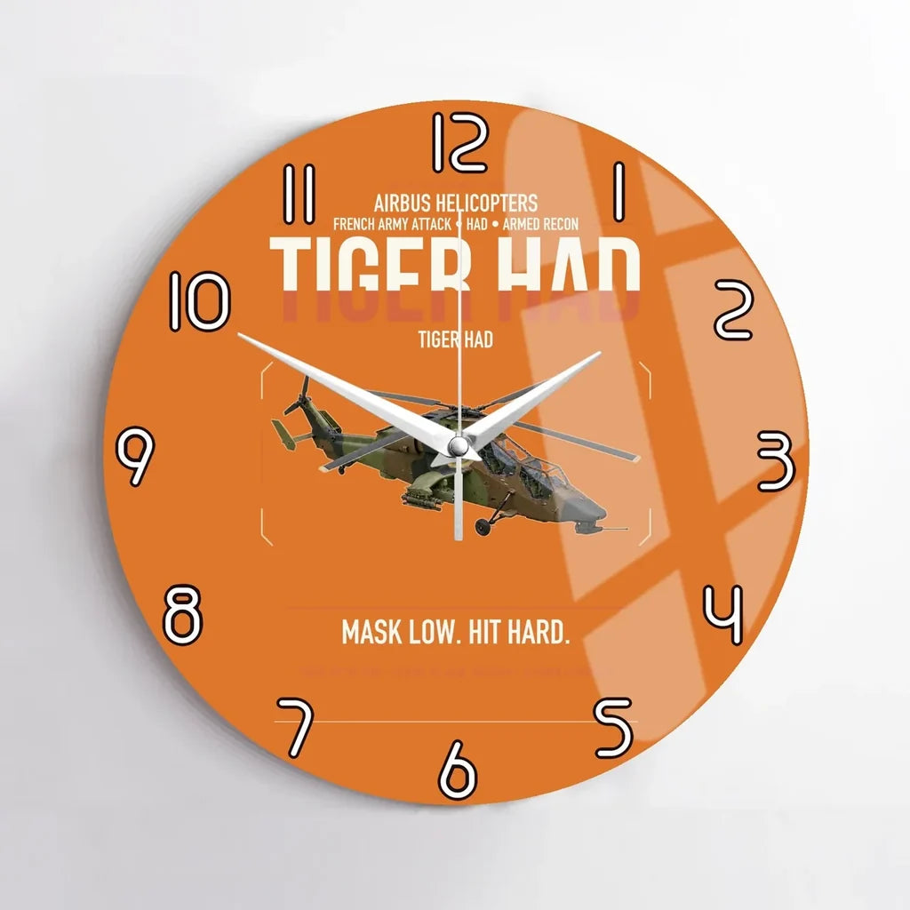 Airbus Helicopters Tiger HAD design on orange no frame wall clock