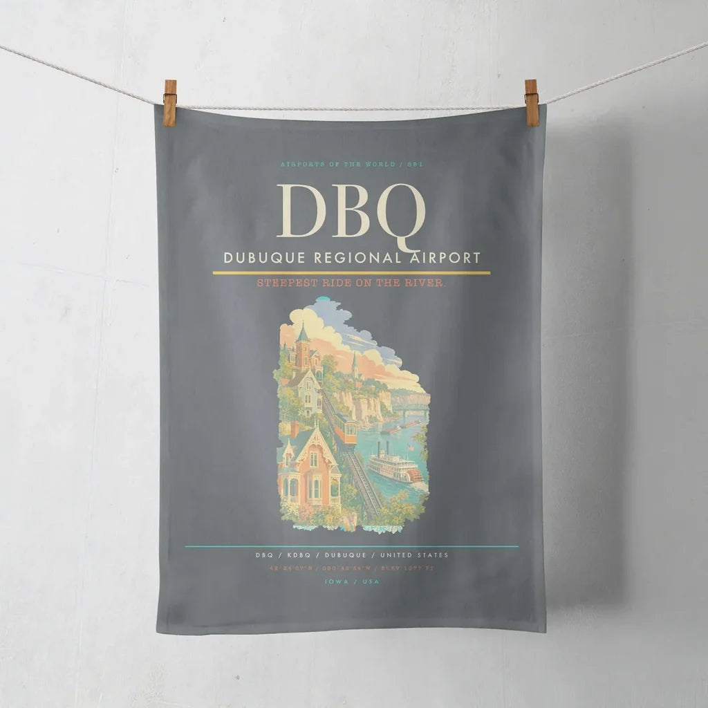 Dubuque Regional Airport (DBQ) design on gray towel