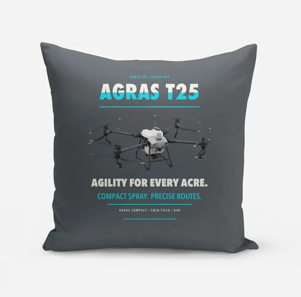 DJI Agras T25 design on gray pillow